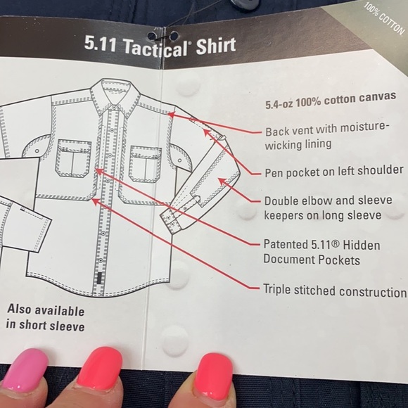 5.11 Tactical Fire Navy Long Sleeve Button Down Style 72157 - Picture 5 of 8